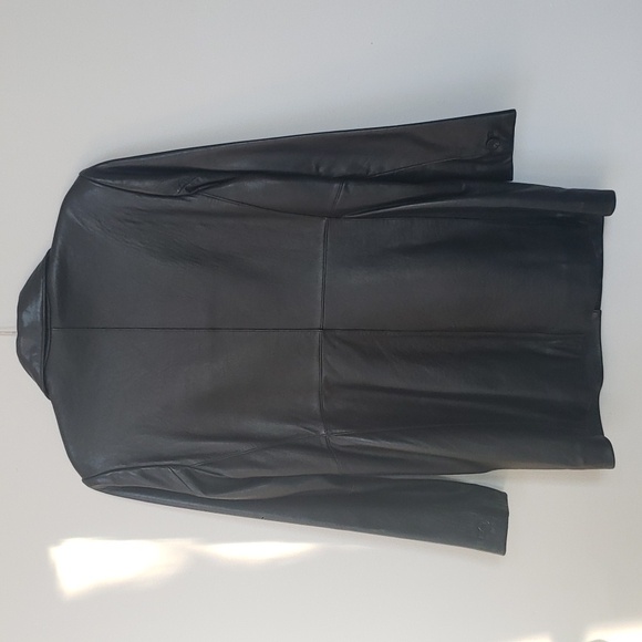 Alfani Outerwear Womens M Black Buttery Soft Pieced Leather Button-Front Coat - Picture 3 of 8